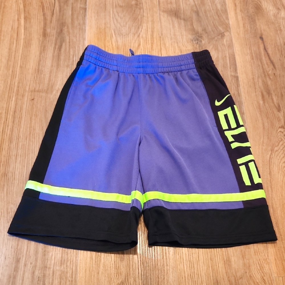 NWOT Nike Elite Blue and Black Shorts with Neon Accents